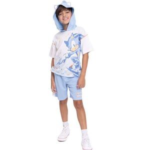 Sonic the Hedgehog Boys Hooded Cosplay Tee and Shorts, 2 Piece Outfit Set, Size
